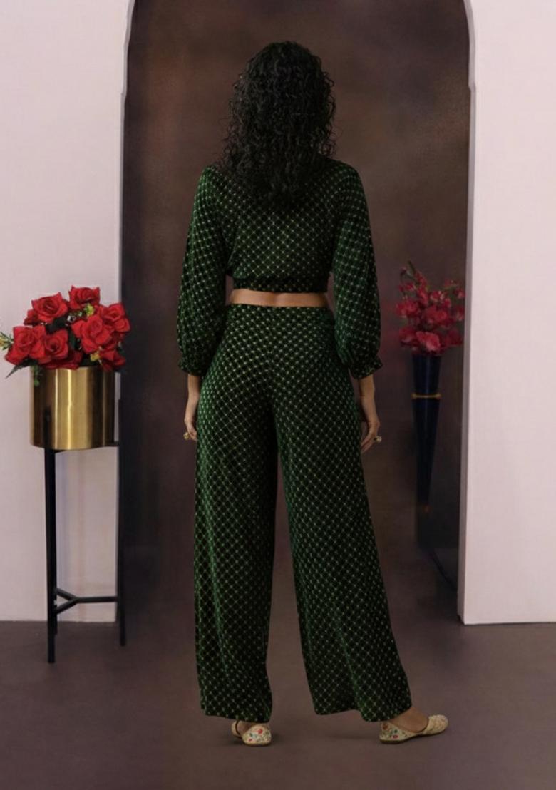 Black Embroidered Velvet Fusion Set - Indya