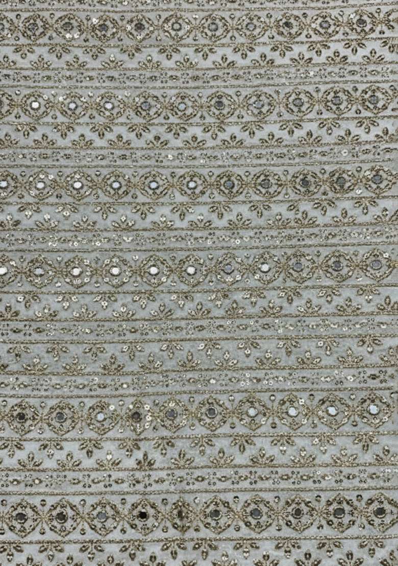 White Georgette Fusion Set with Mirror Work for Diwali | Wedding & Festive Wear - Indya