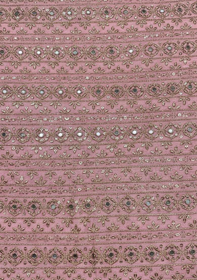 Soft Pink Georgette Fusion Set with Mirror Work for Diwali | Wedding & Festive Wear - Indya