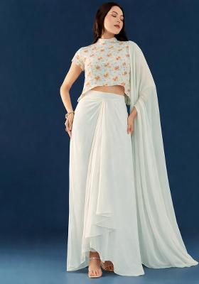 White Georgette Fusion Set