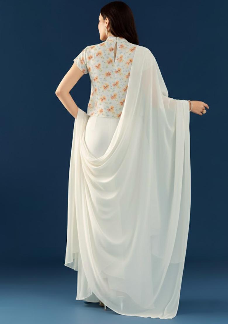 White Georgette Fusion Set - Indya