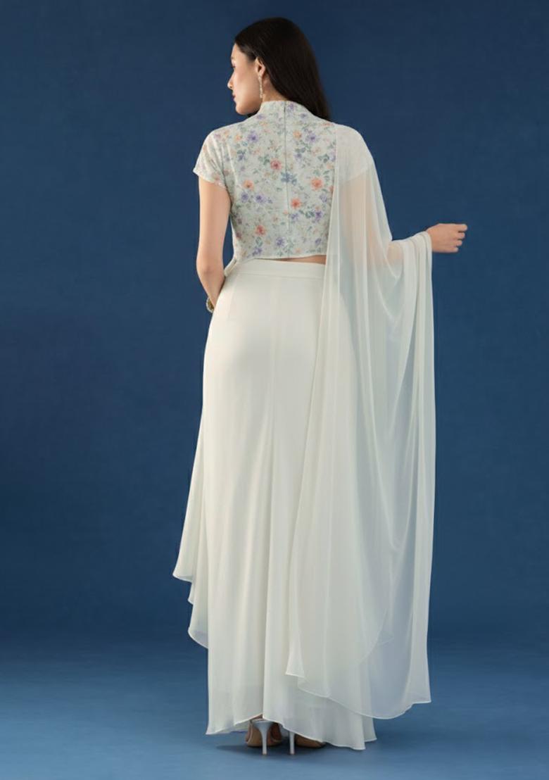 White Georgette Fusion Set - Indya