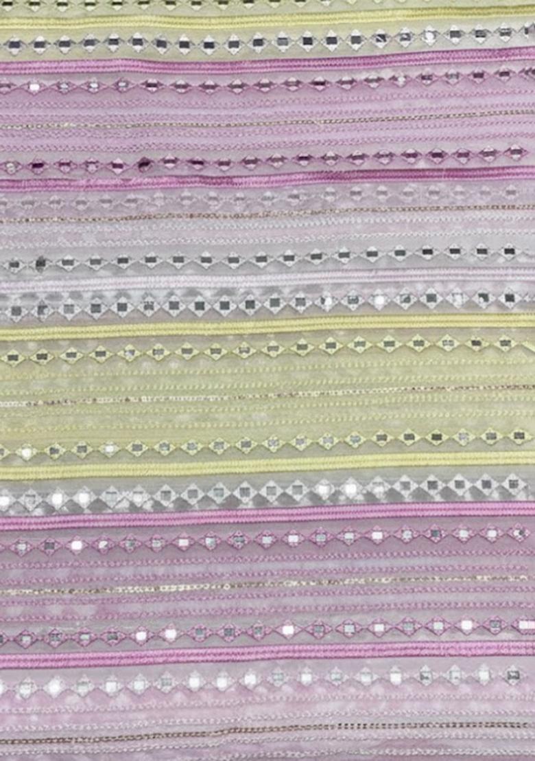 Lavender Embroidered Georgette Fusion Set - Indya