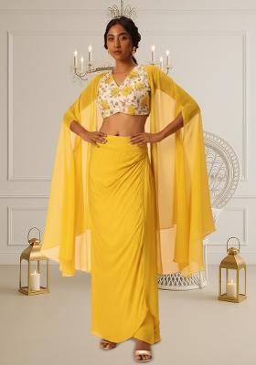 Yellow Floral Print Tissue Fusion Set