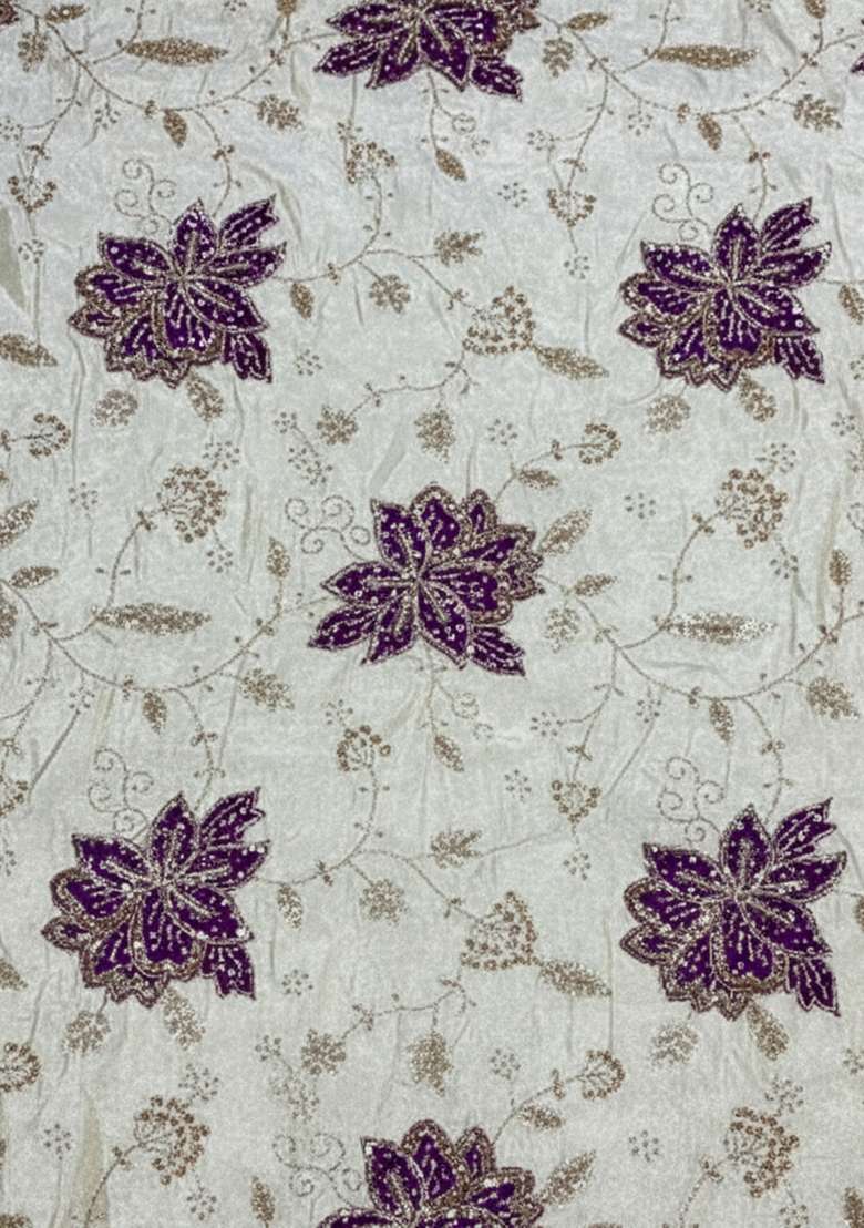 Purple Floral Print Tissue Fusion Set - Indya