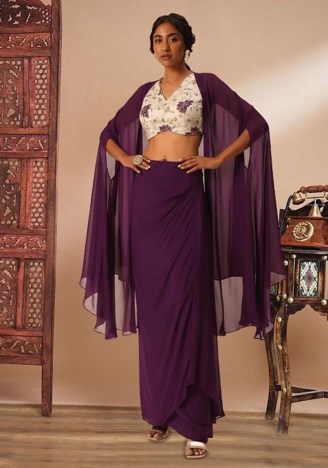 Purple Floral Print Tissue Fusion Set