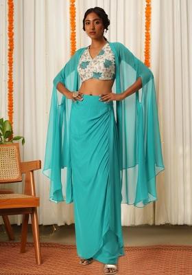 Blue Floral Print Tissue Fusion Set