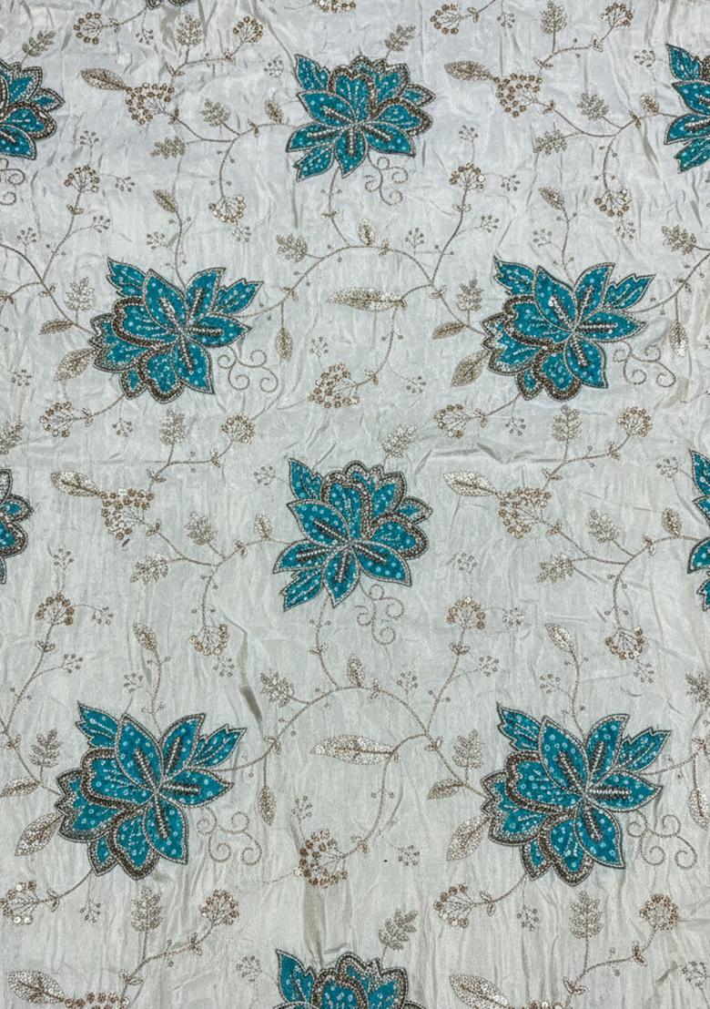 Blue Floral Print Tissue Fusion Set - Indya