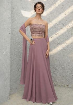 Mauve Sequin Georgette Lehenga Set