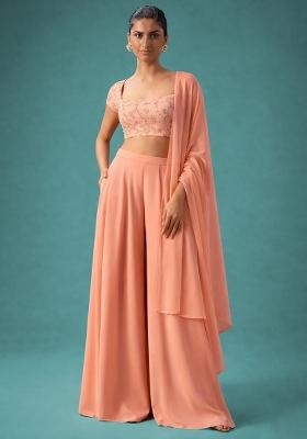 Peach Sequin Crepe Fusion Set