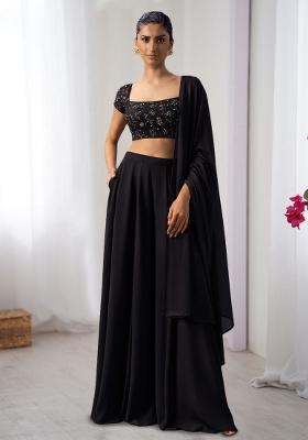 Black Sequin Crepe Fusion Set