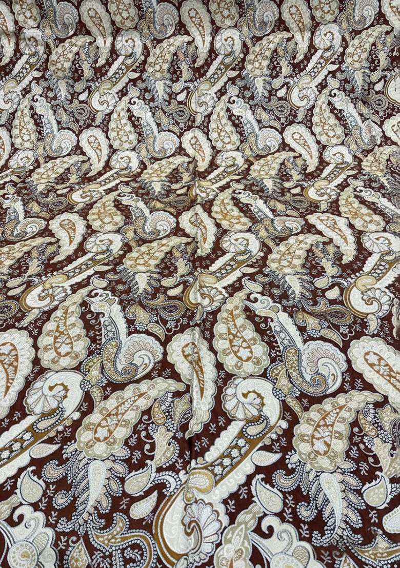 Brown Jacquard Fusion Set with Abstract Print for Diwali | Wedding & Festive Wear - Indya