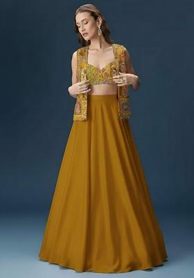Mustard Sequin Crepe Lehenga Set