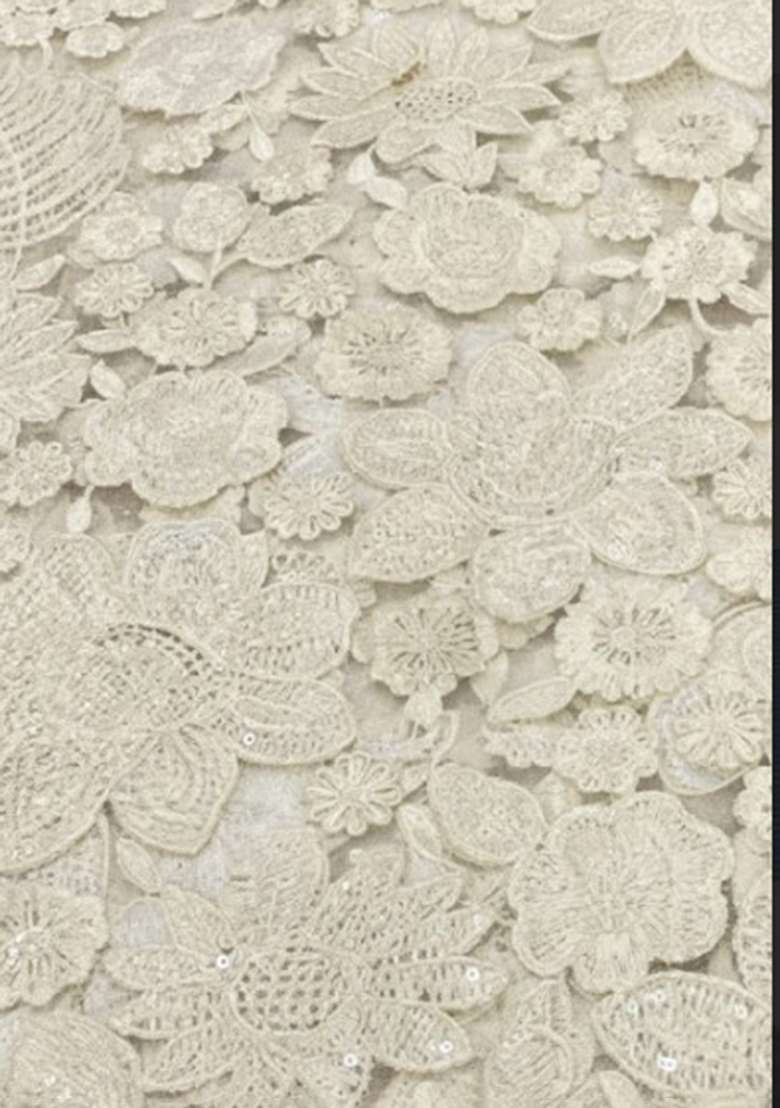 Cream Sequin Net Fusion Set - Indya