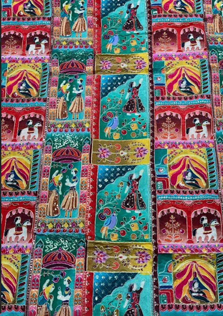 Soft Pink Figure Print Chinon Pre Draped Saree Set - Indya