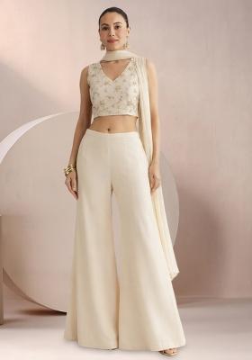 Cream Sequin Crepe Fusion Set