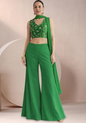 Green Sequin Crepe Fusion Set