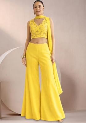 Yellow Sequin Crepe Fusion Set