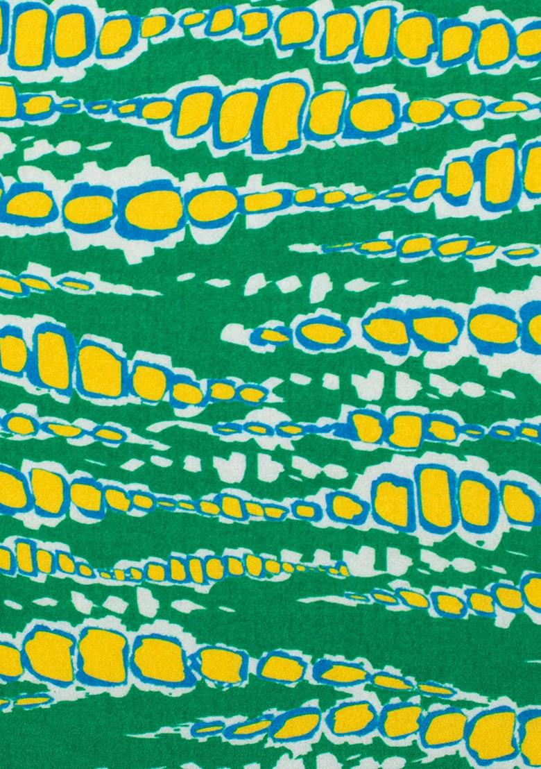 Dark Green Floral Print Crepe Fusion Set - Indya