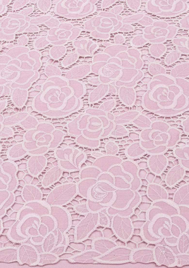 Soft Pink Embroidered Crepe Lehenga Set - Indya