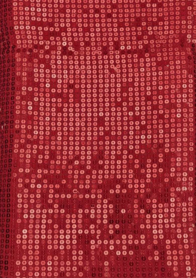 Deep Red Sequin Georgette Fusion Set - Indya
