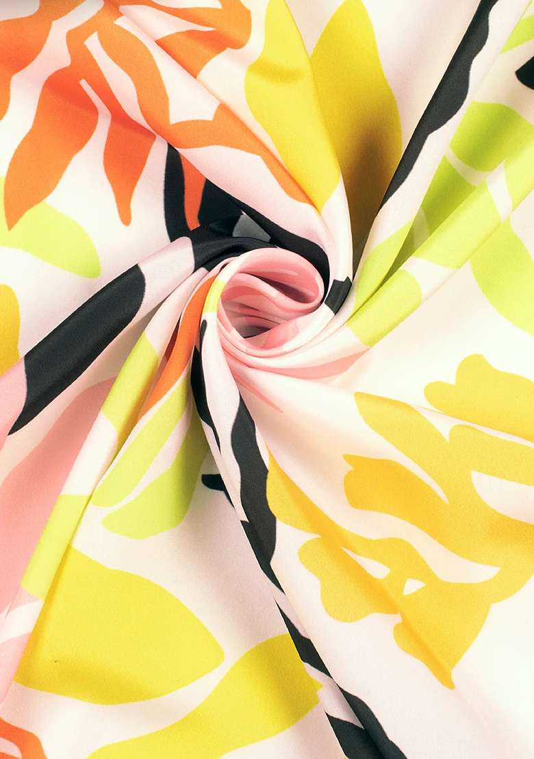 Multicolor Floral Print Silk Fusion Set - Indya