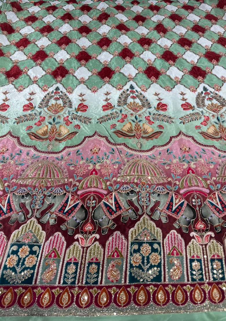 Red Figure Print Crepe Fusion Set - Indya