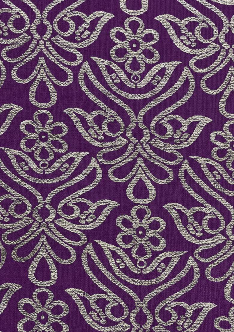 Purple Embroidered Tissue Fusion Set - Indya