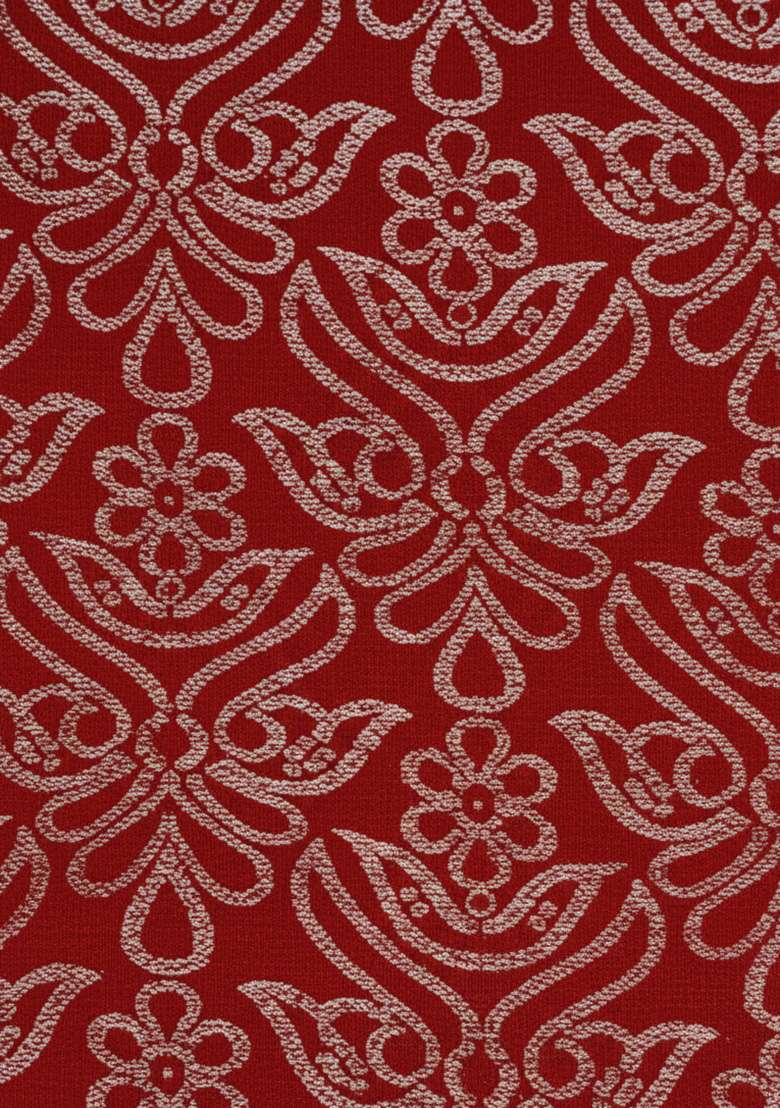 Red Embroidered Tissue Fusion Set - Indya