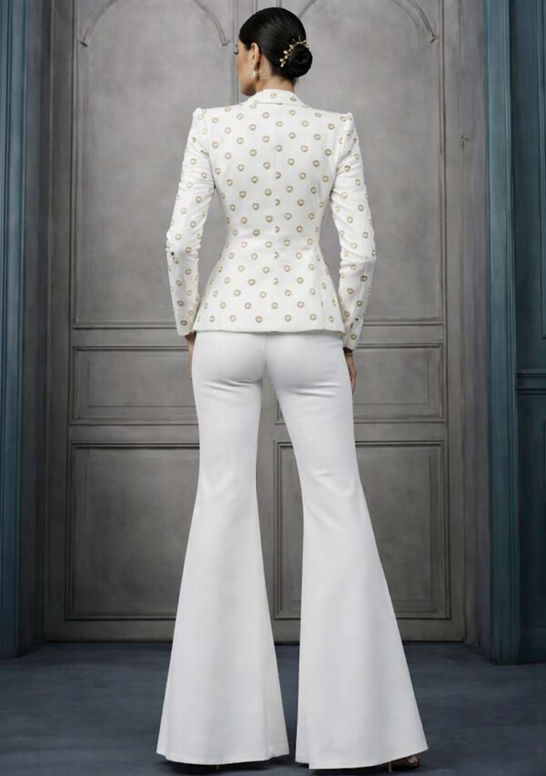 White Sequin Shimmer Fusion Set - Indya
