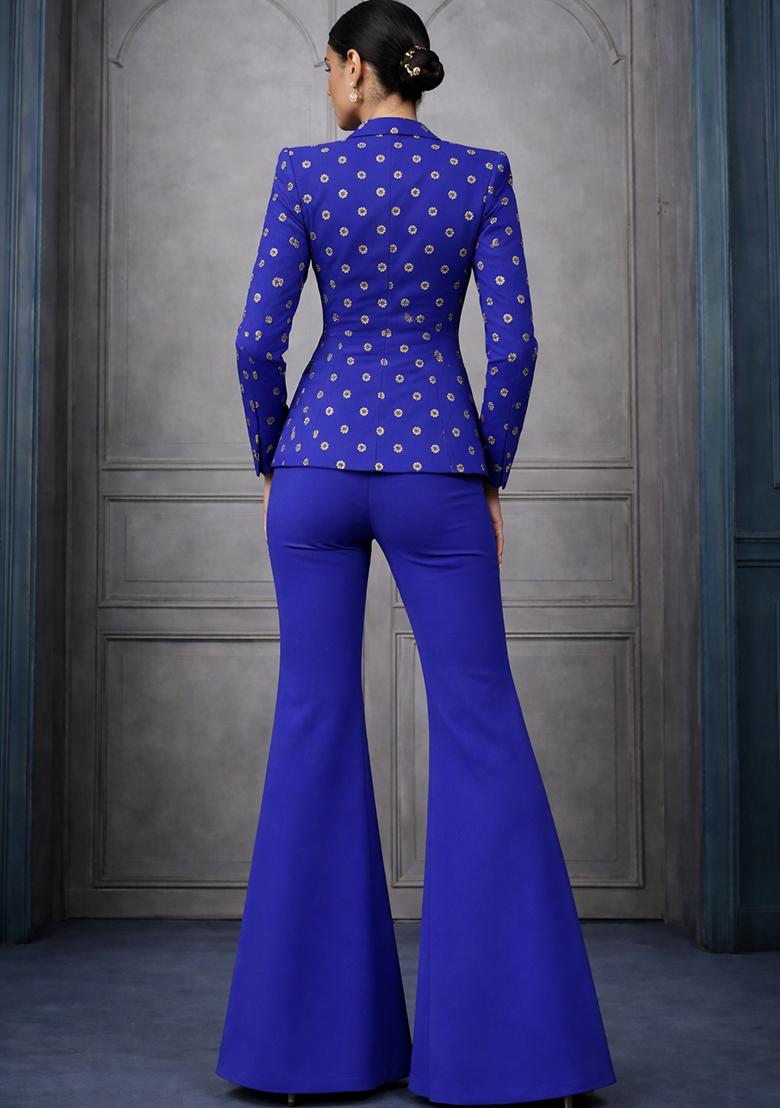 Royal Blue Sequin Shimmer Fusion Set - Indya