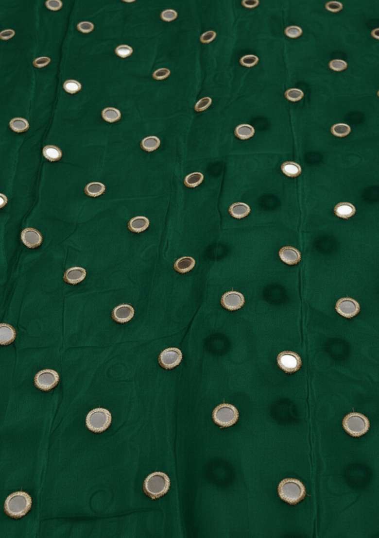 Bottle Green Sequin Shimmer Fusion Set - Indya