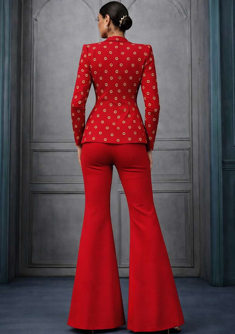 Red Sequin Shimmer Fusion Set - Indya