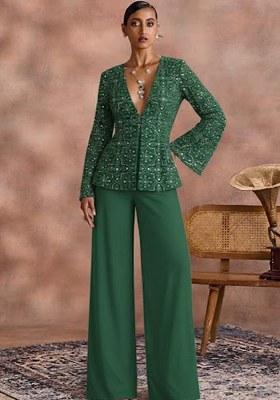 Green Sequin Shimmer Fusion Set