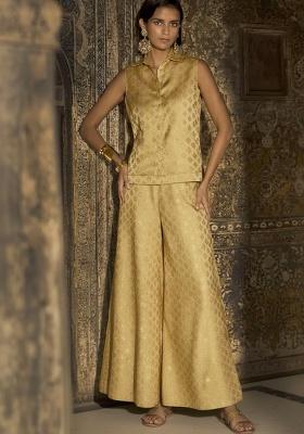 Mustard Brocade Fusion Set