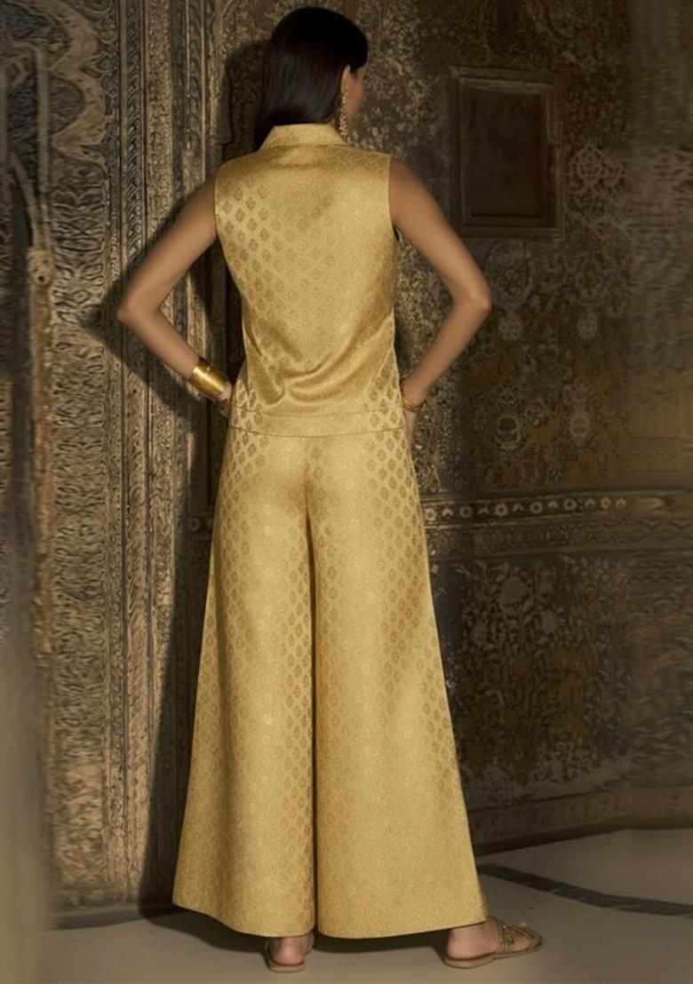 Mustard Brocade Fusion Set - Indya