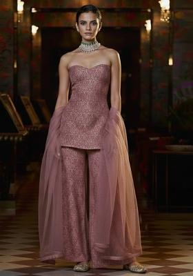 Dusty Mauve Paisley Print Silk Fusion Set