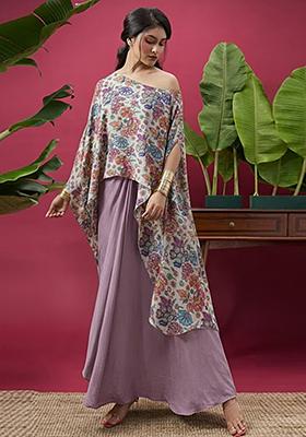 Lavender Floral Print Chinon Fusion Set