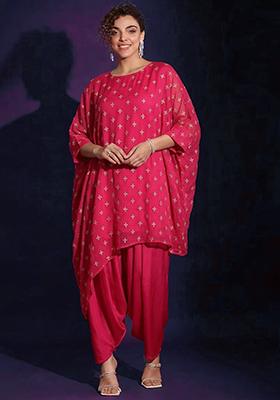Rani Pink Embroidered Organza Fusion Set