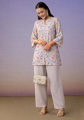 Ivory Jacquard Georgette Kurta Set