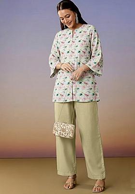 Sage Green Jacquard Georgette Kurta Set