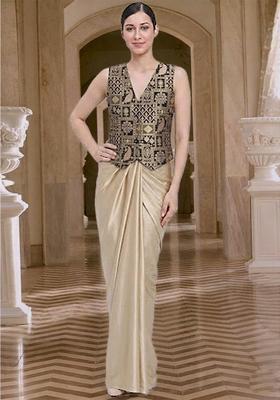 Sand Beige Printed Jacquard Fusion set