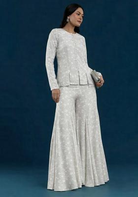 Off White Jacquard Tissue Fusion Set