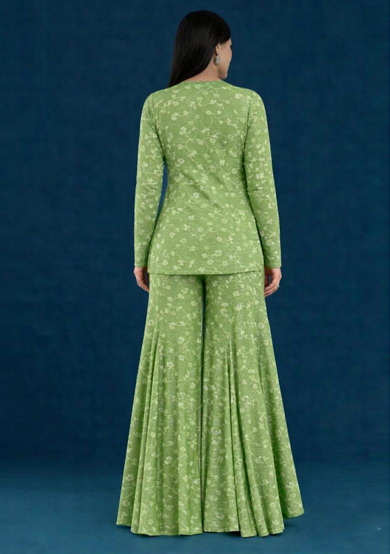 Green Jacquard Tissue Fusion Set - Indya