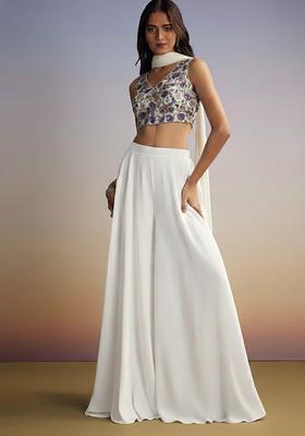 Ivory Embroidery Crepe Fusion Set