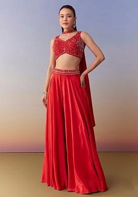 Red Crepe Handwork Fusion Set