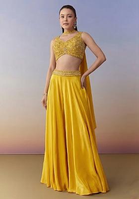Yellow Crepe Handwork Fusion Set