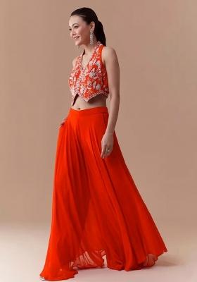 Orange Crepe Handwork Fusion Set