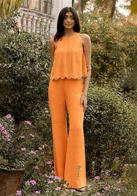 Orange Crepe Handwork Fusion Set