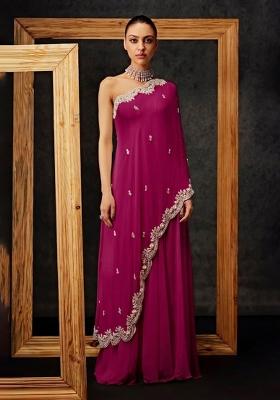 Rani Pink Crepe Handwork Fusion Set